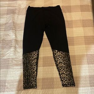 Kittenish Black and Animal Print Leggings